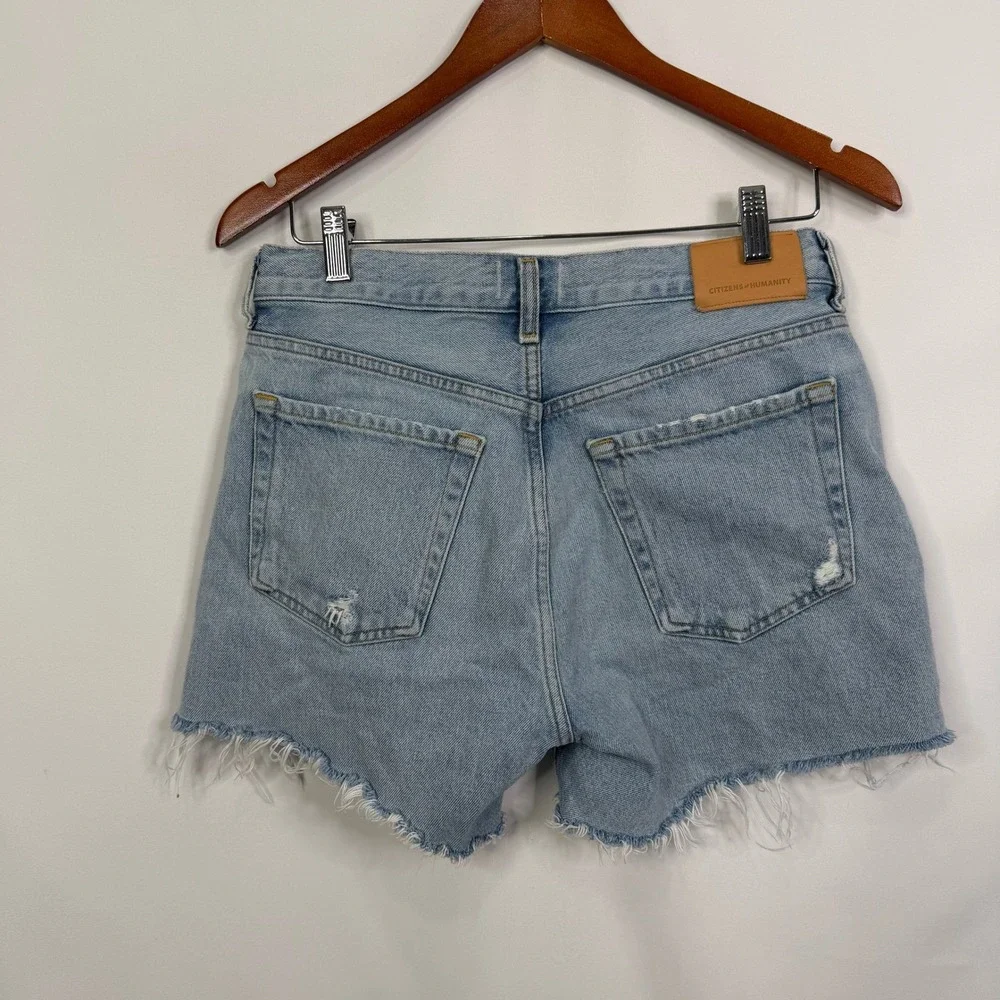 Citizens of Humanity Annabelle Long‎ Distressed Denim Shorts Light Wash 26
